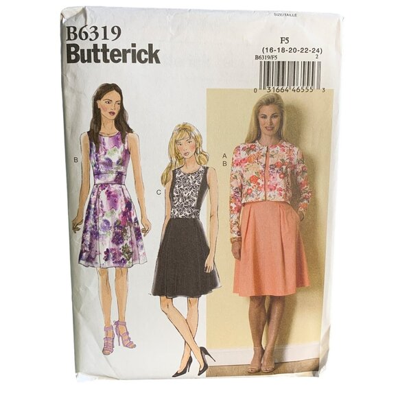 Butterick Misses Dress jacket Sewing Pattern Sz 16-24 B6319 - uncut - Picture 1 of 4